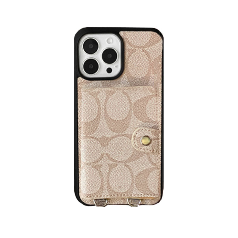 Classic iPhone Case With Wallet And Strap Brown