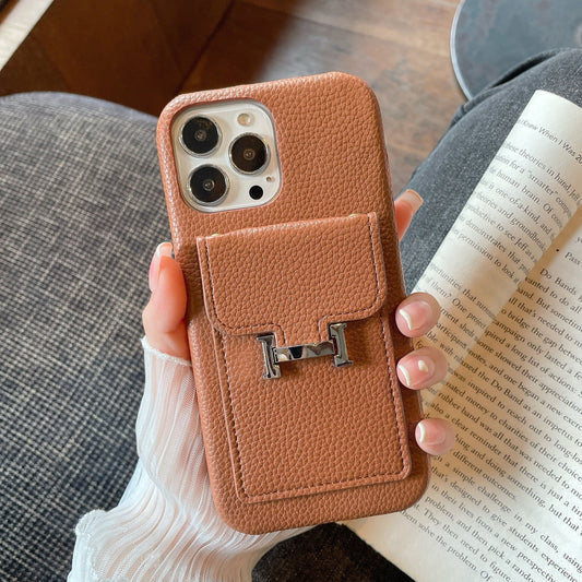 H Kartenhalter Leder iPhone Hülle