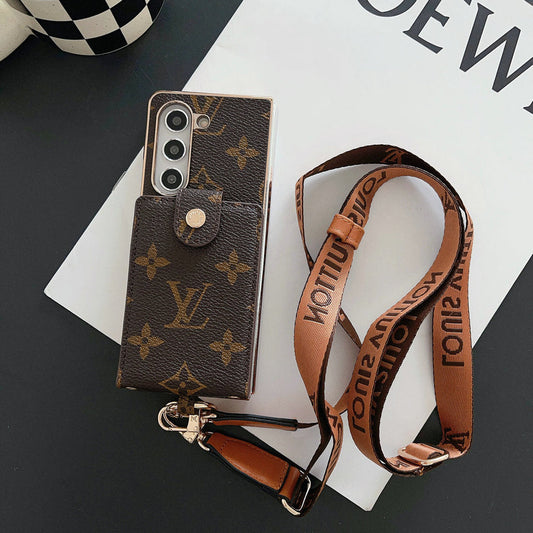 CUSTODIA A TRACOLLA PER SAMSUNG Z FOLD CON PORTACARTE MONOGRAM E GALVANIZZAZIONE DI LUSSO