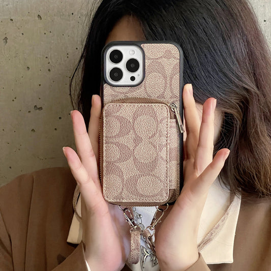Klassisches iPhone-Case mit Geldbörse Kaffee