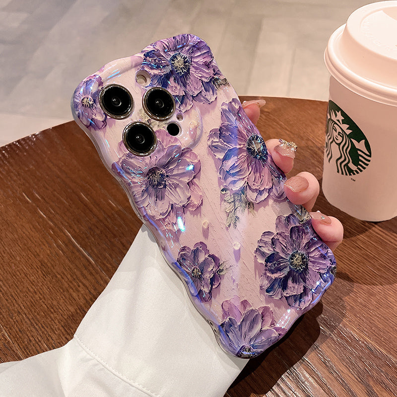 iPhone-Hülle mit sanftem Ölgemälde-Blumenmotiv