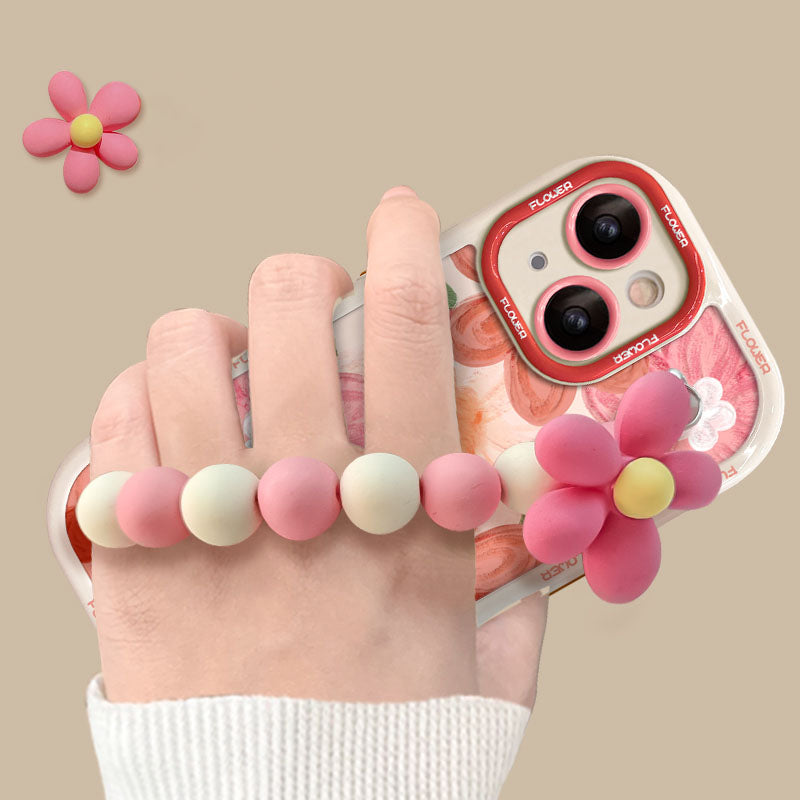 Oil Painting Strawberry Flower Bracelet iPhone Case