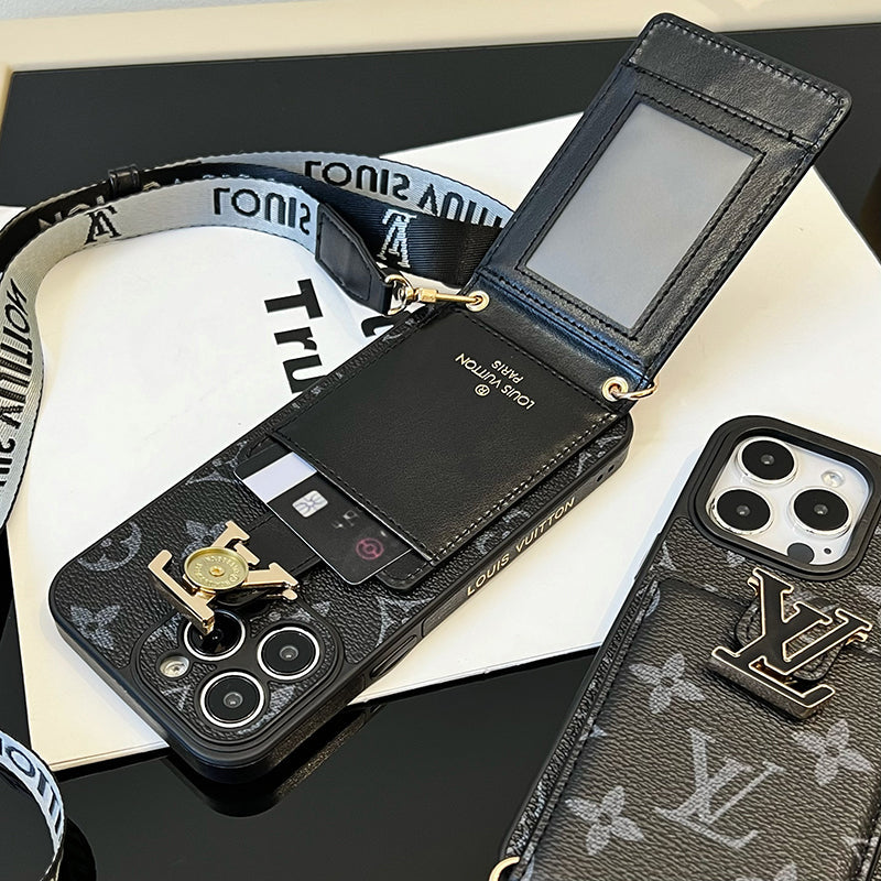 Luxuriöse Kartenetui-Kette Schwarze iPhone Hülle