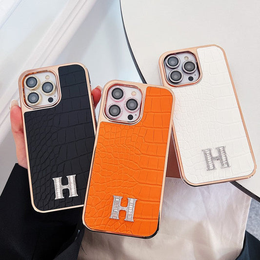 Klassisches Diamant-Logo Roségold iPhone Hülle