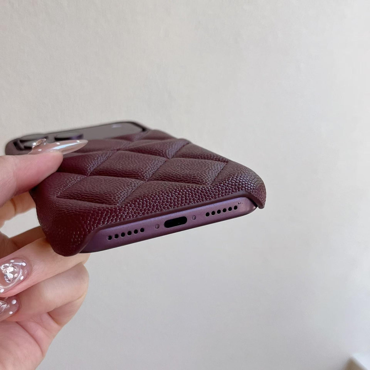 Burgundy Quilted Phone Case for iPhone