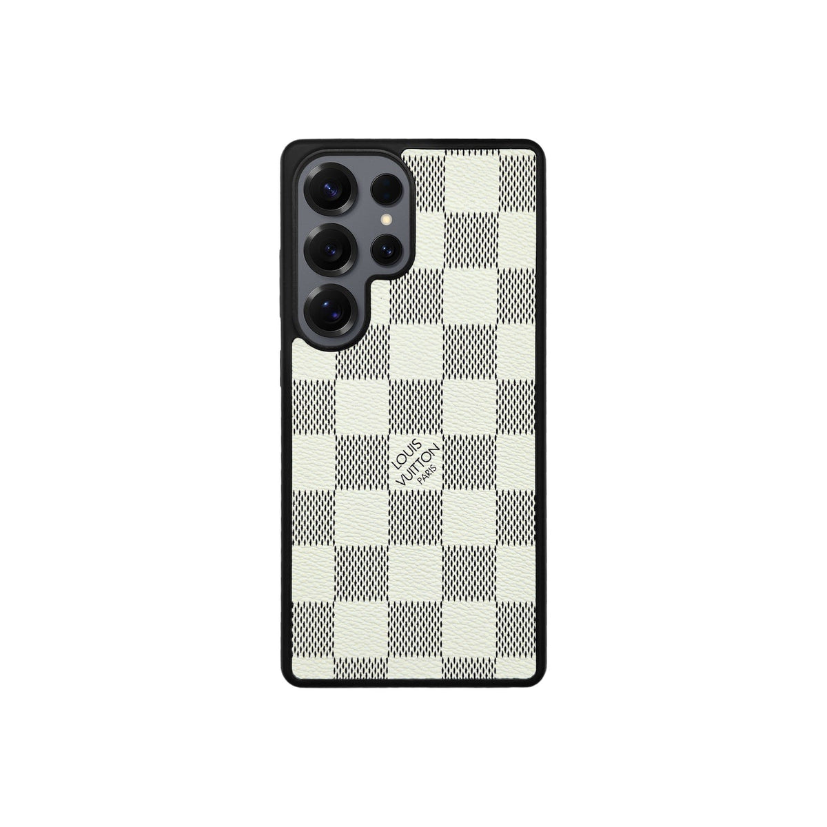 Elfenbeinfarbenes kariertes Etui | Samsung
