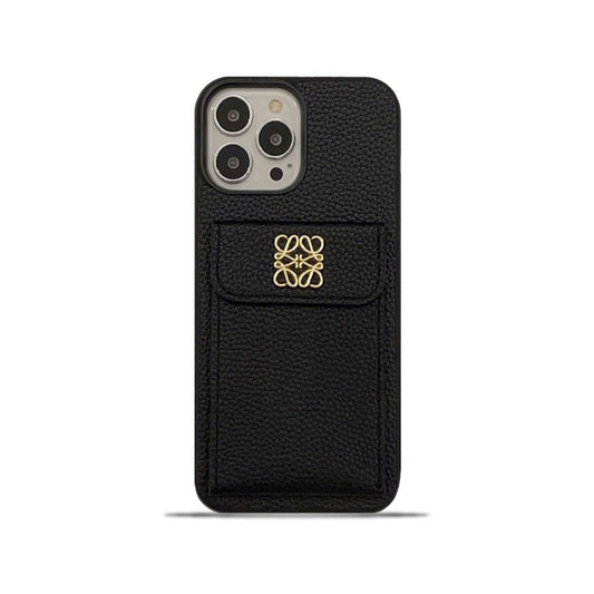Luxuriöse iPhone-Hülle mit Kartenfach Schwarz