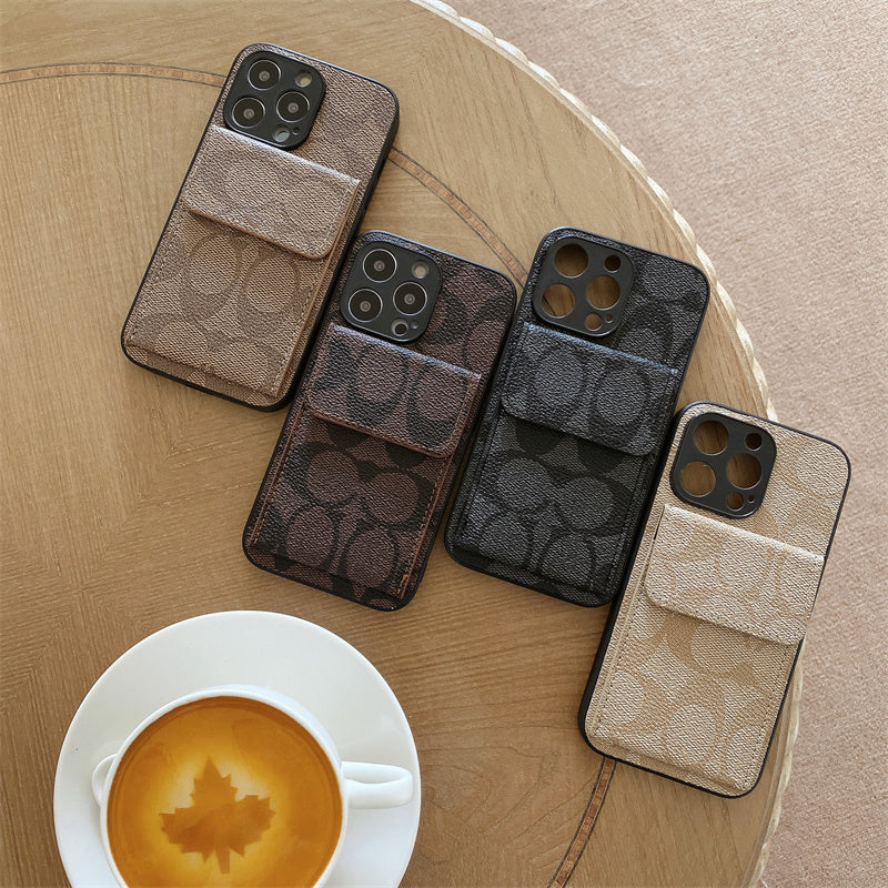 Classic iPhone Case With Wallet Dark Brown