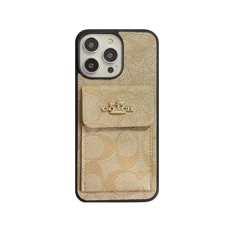 Classic iPhone Case With Card Holder Wallet Light Brown