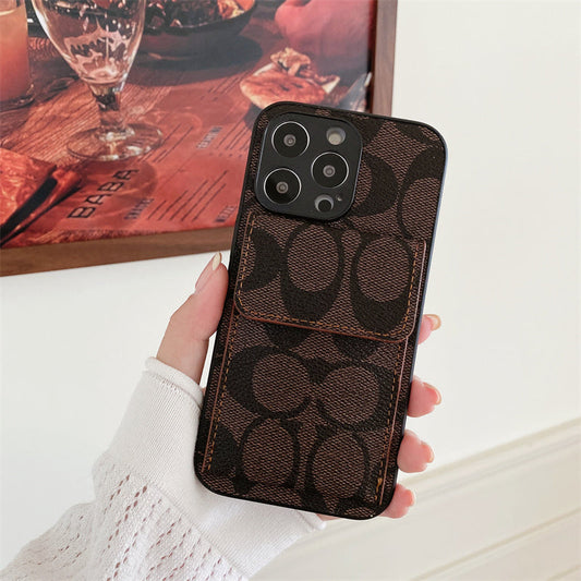 Classic iPhone Case With Wallet Dark Brown