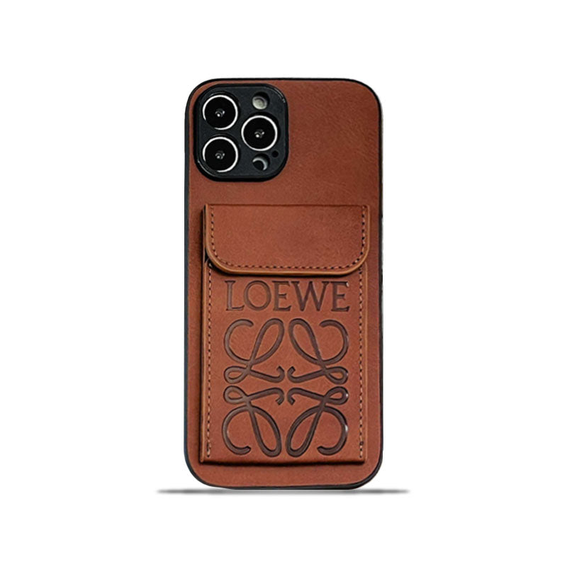 Luxury iPhone Case With Card Holder Brown