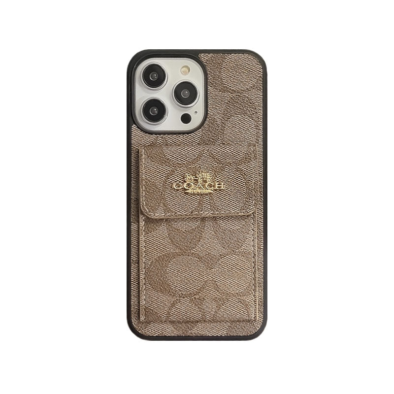Classic iPhone Case With Card Holder Wallet Light Brown
