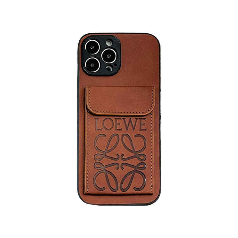 Luxury iPhone Case With Card Holder Brown