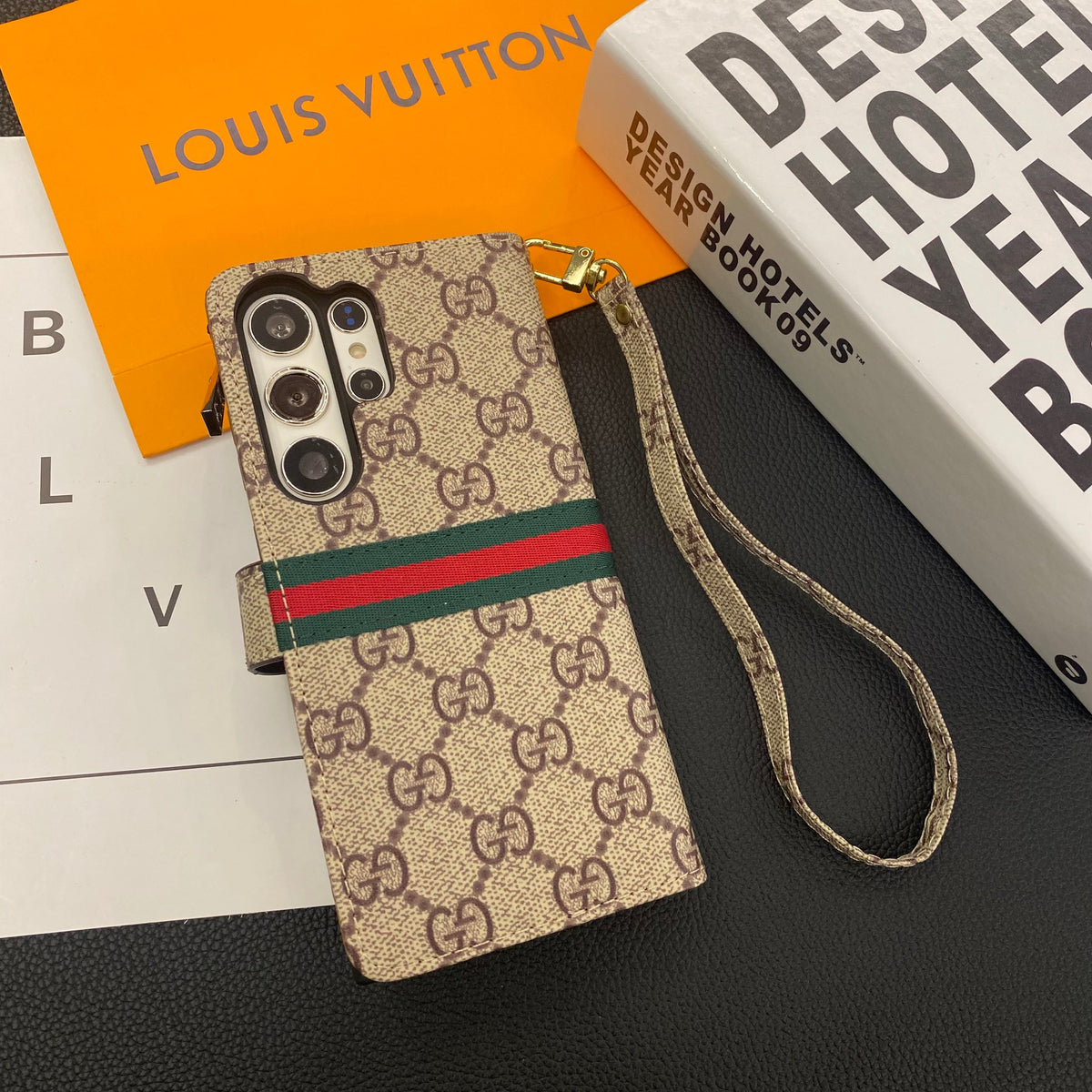 CUSTODIA PER CELLULARE SAMSUNG IN PELLE CON TELA MONOGRAM