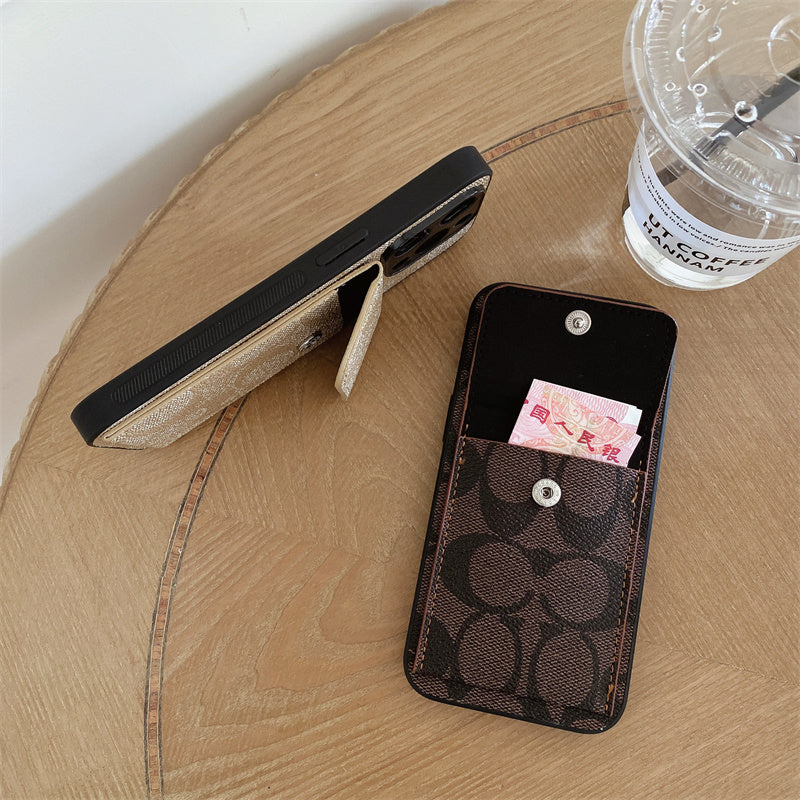 Classic iPhone Case With Wallet Dark Brown