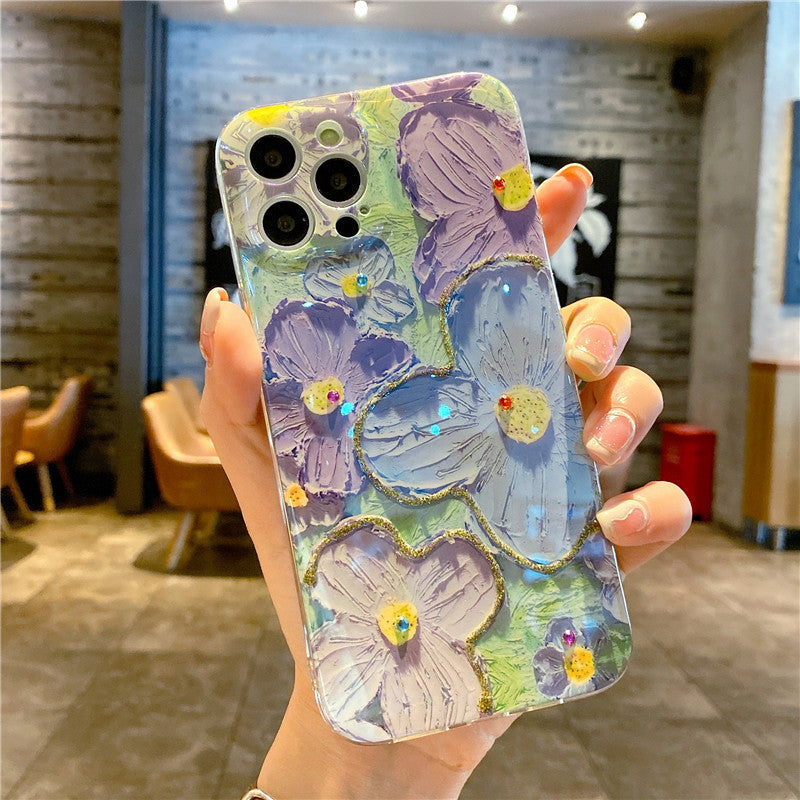 INS Hot Oil Painting Flower Galaxy/iPhone Case