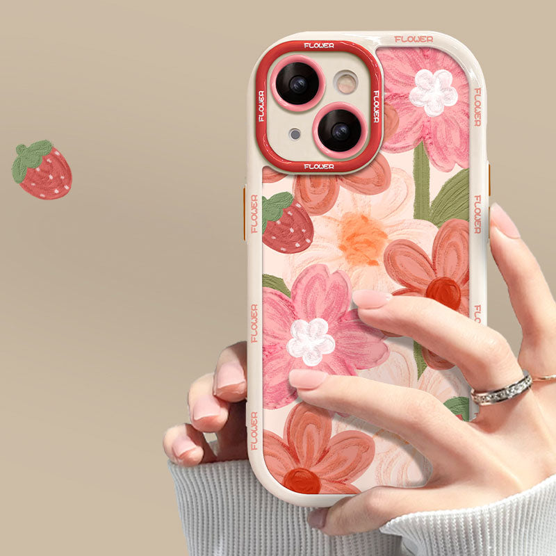 Oil Painting Strawberry Flower Bracelet iPhone Case