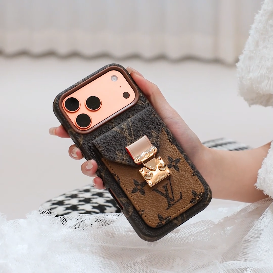 Luxuriöse Leder-Kartenfachtasche für das iPhone