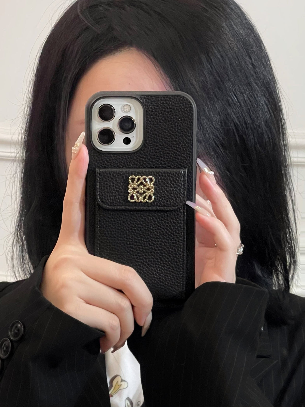 Luxury iPhone Case With Card Holder Black