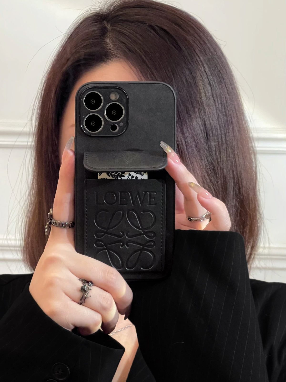Luxury iPhone Case With Card Holder Black