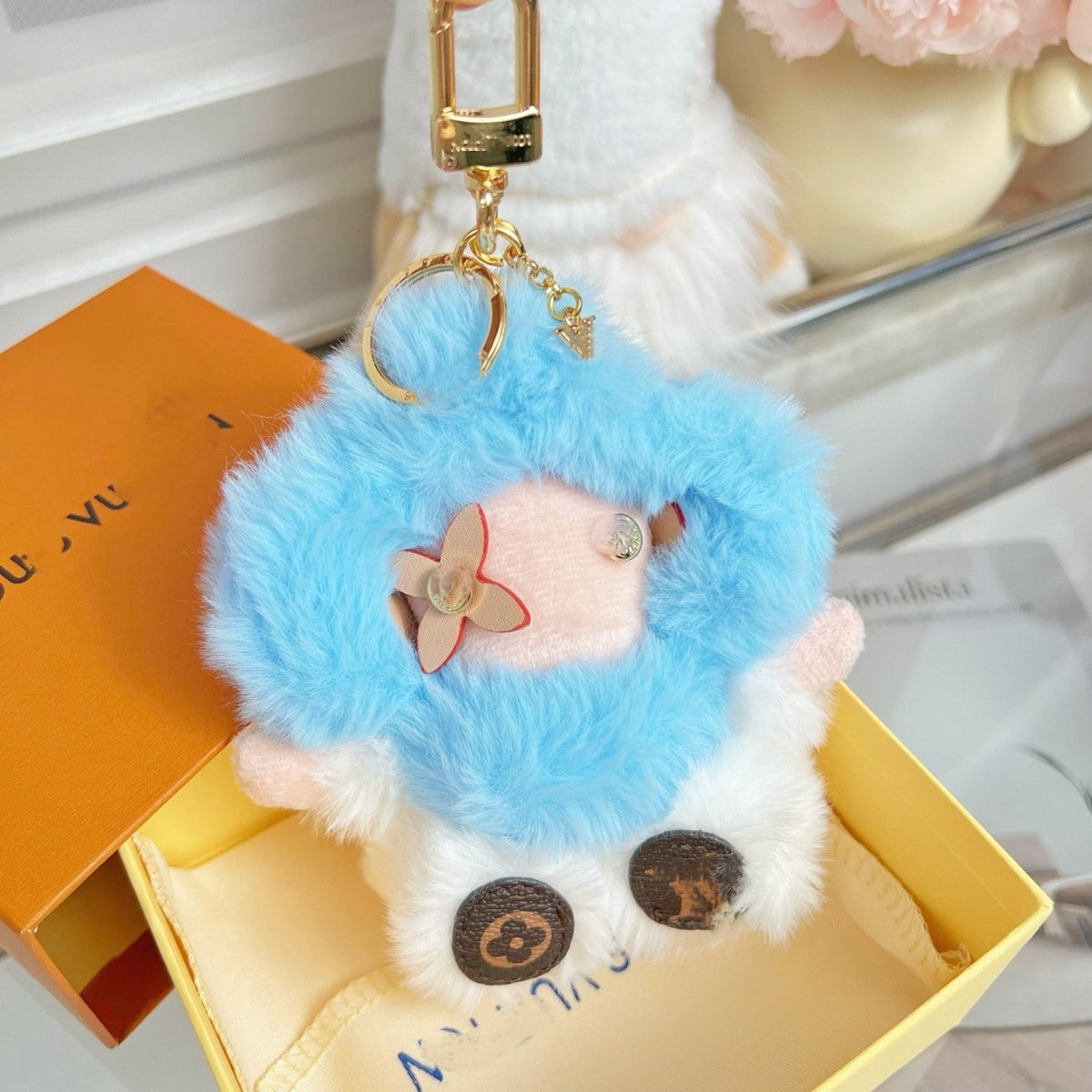 Fluffy Cute Sunflower Plush Keychain