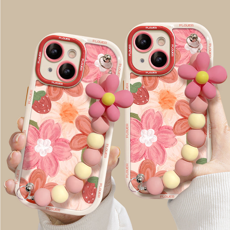 Oil Painting Strawberry Flower Bracelet iPhone Case
