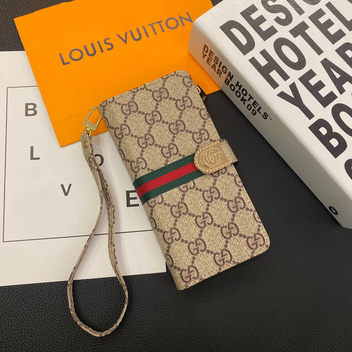 CUSTODIA PER CELLULARE SAMSUNG IN PELLE CON TELA MONOGRAM