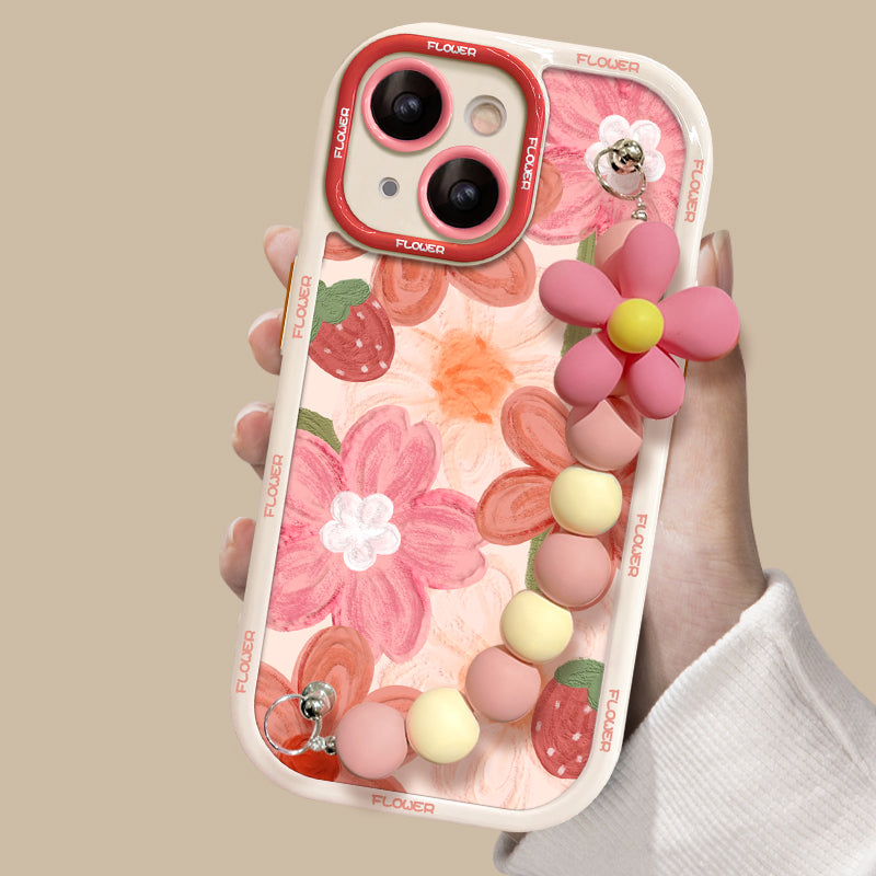 Oil Painting Strawberry Flower Bracelet iPhone Case