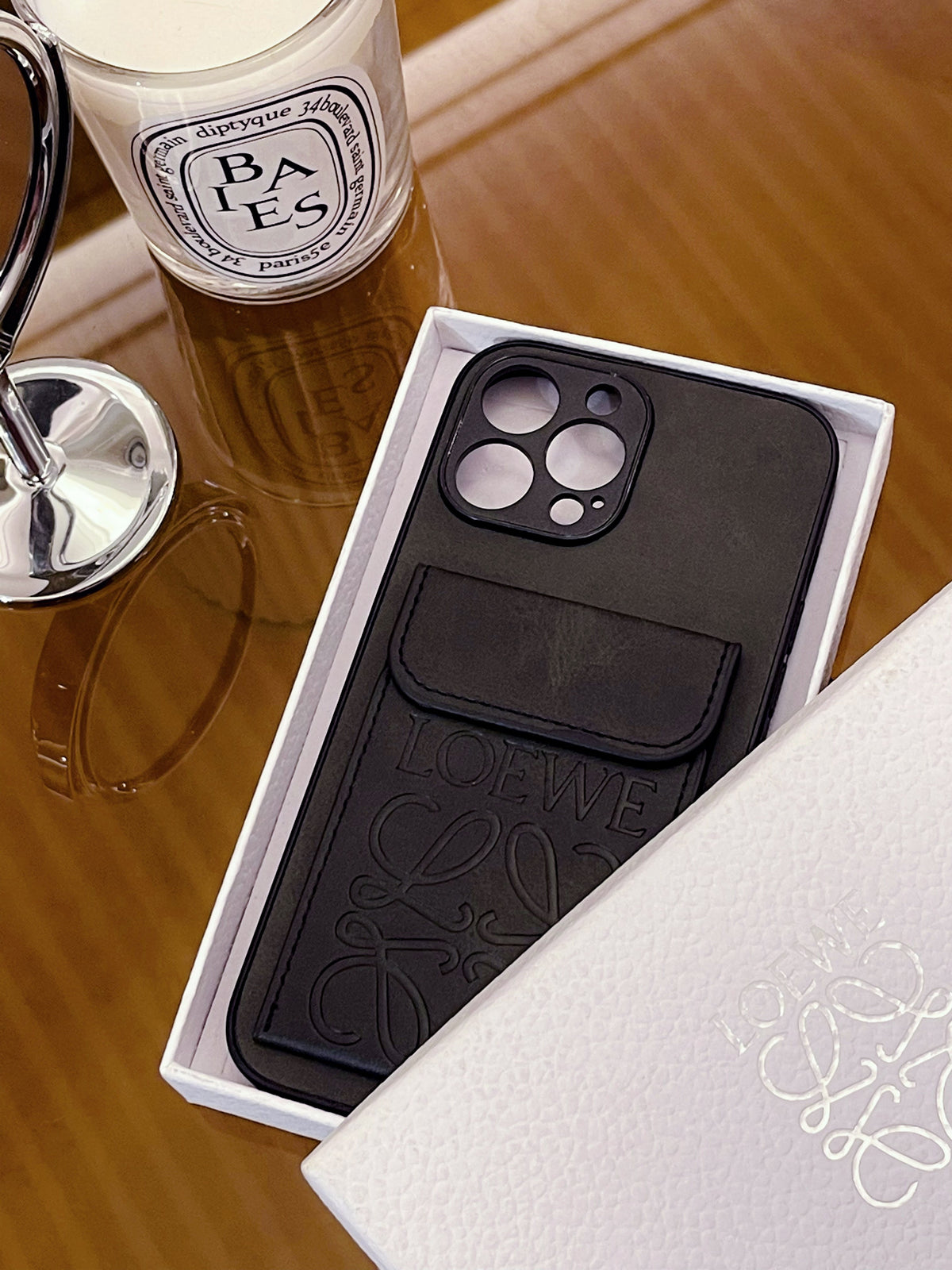 Luxury iPhone Case With Card Holder Black