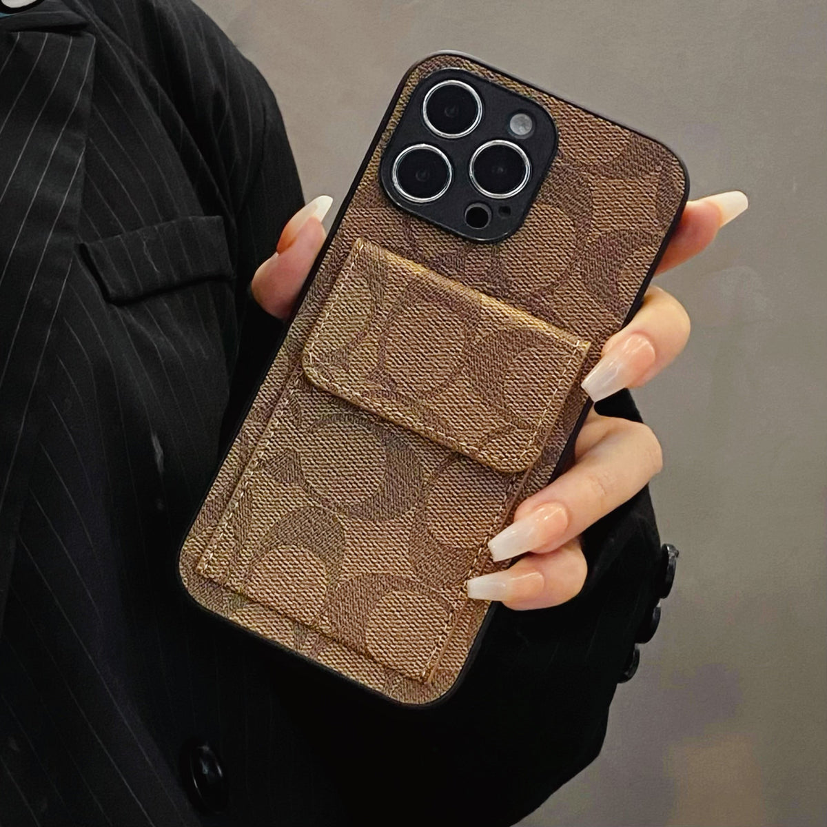 Classic iPhone Case With Wallet Light Brown