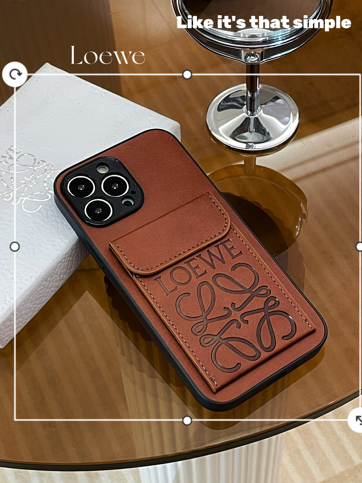 Luxury iPhone Case With Card Holder Brown