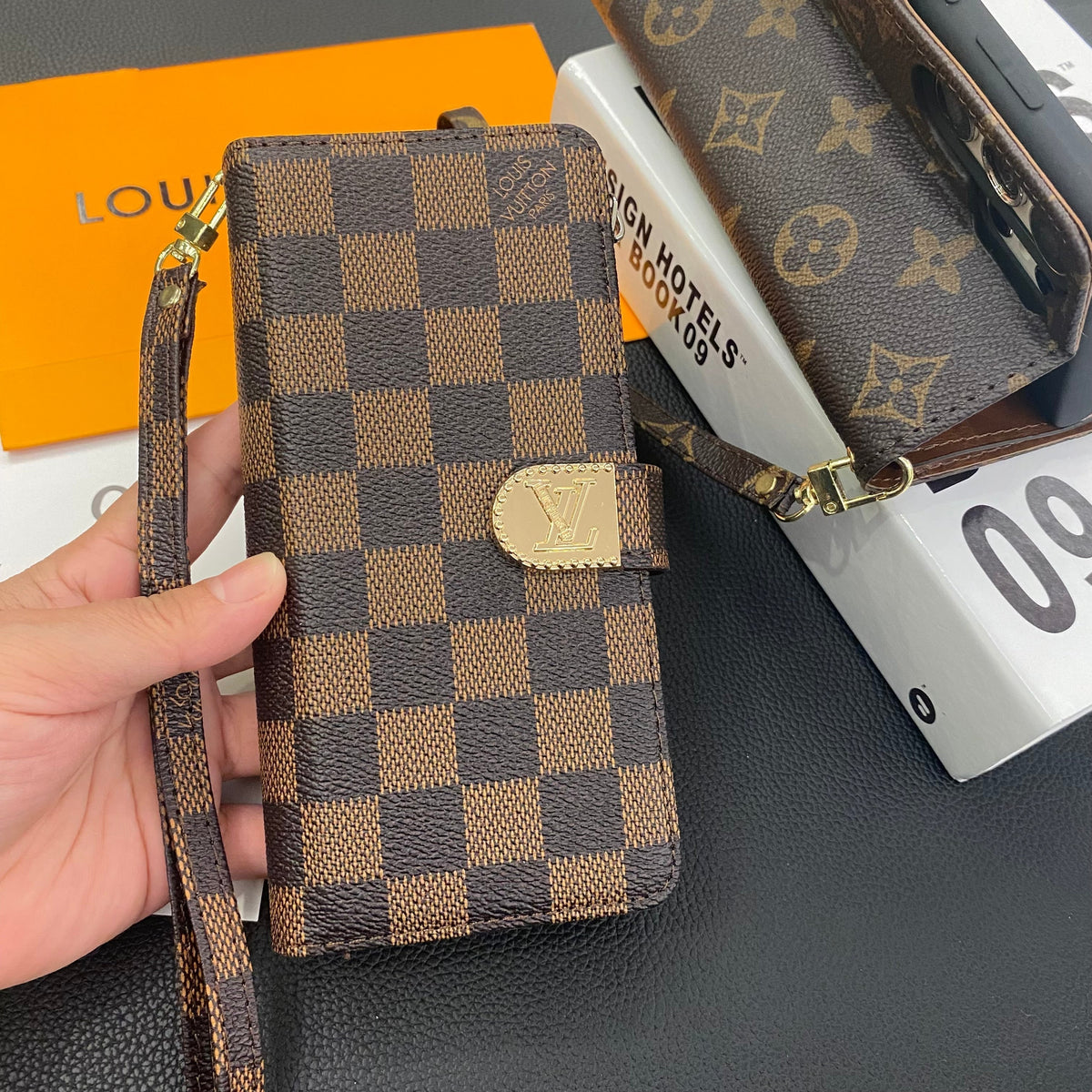 CUSTODIA PER CELLULARE SAMSUNG IN PELLE CON TELA MONOGRAM