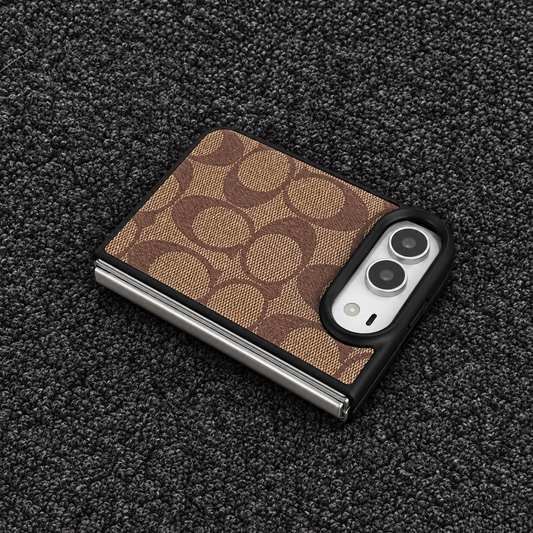 Designer Inspired Duo Phone Case – Brown / Black Monogram (iPhone)