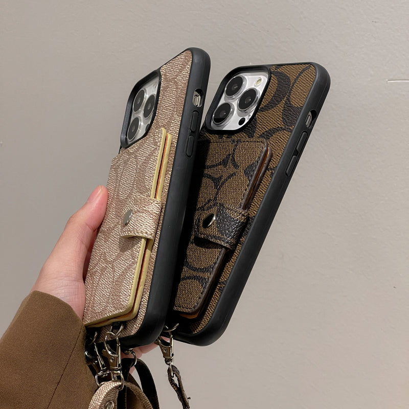Classic iPhone Case With Wallet And Strap White