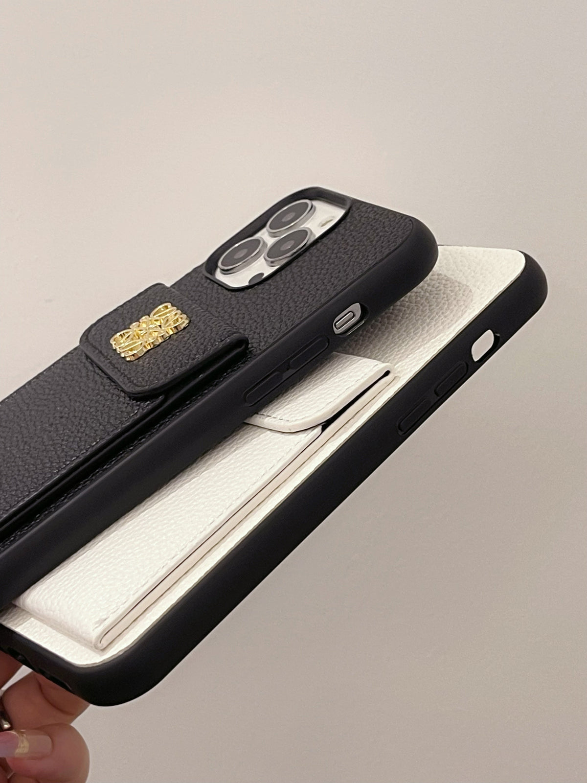Luxury iPhone Case With Card Holder Black