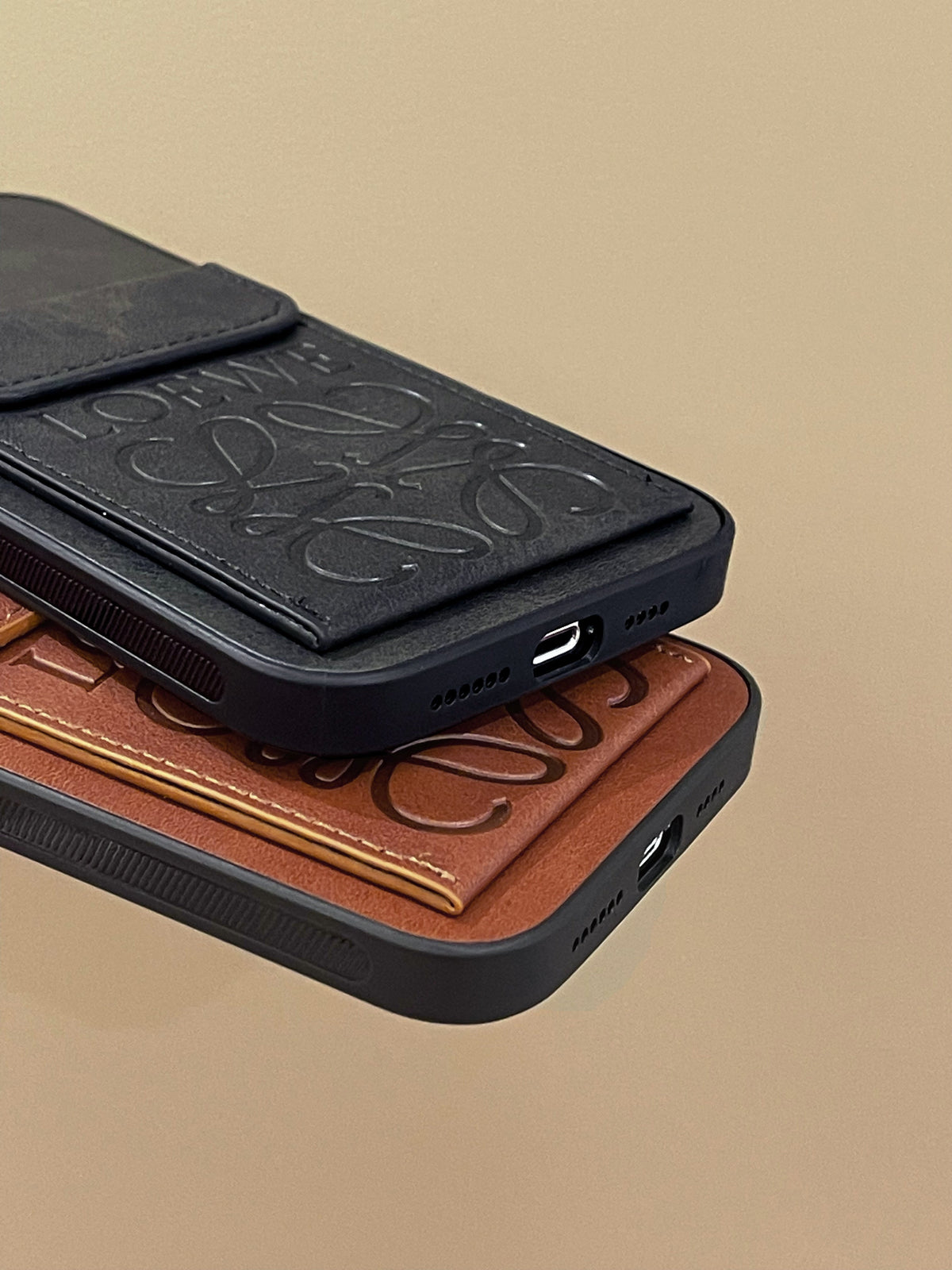 Luxury iPhone Case With Card Holder Brown