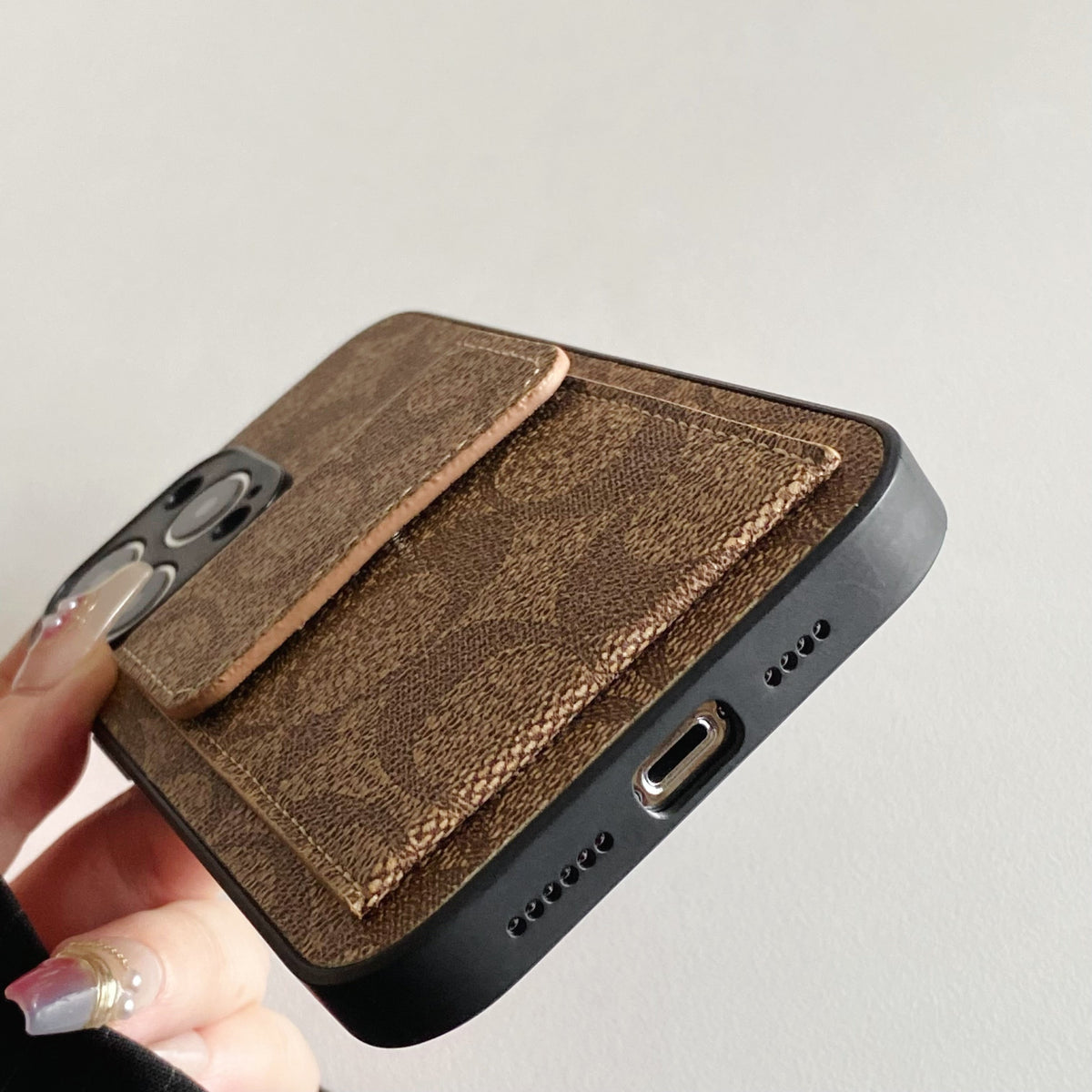 Classic iPhone Case With Wallet Light Brown