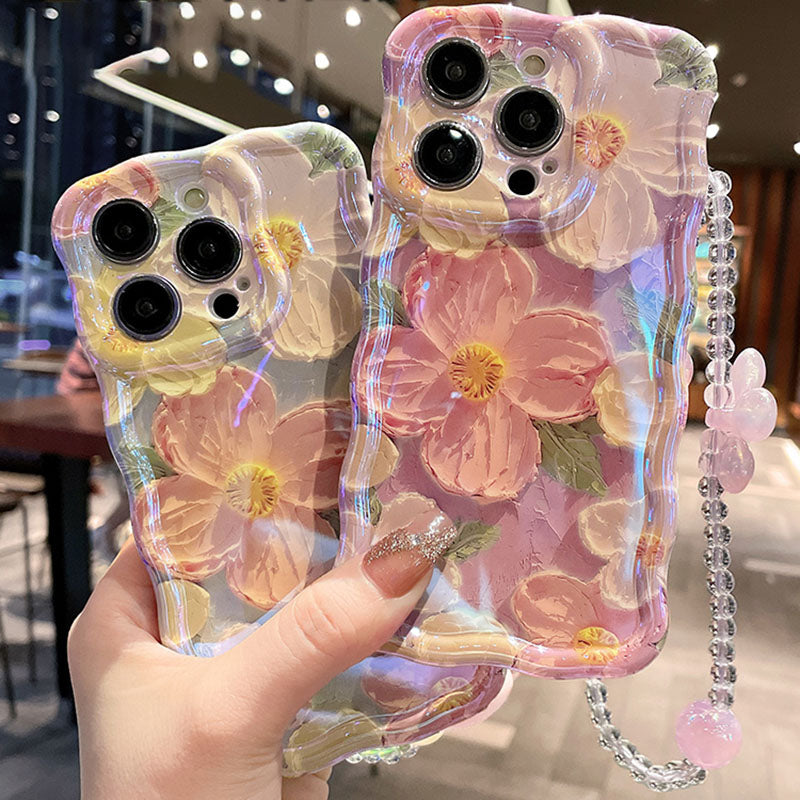 iPhone-Hülle mit sanftem Ölgemälde-Blumenmotiv
