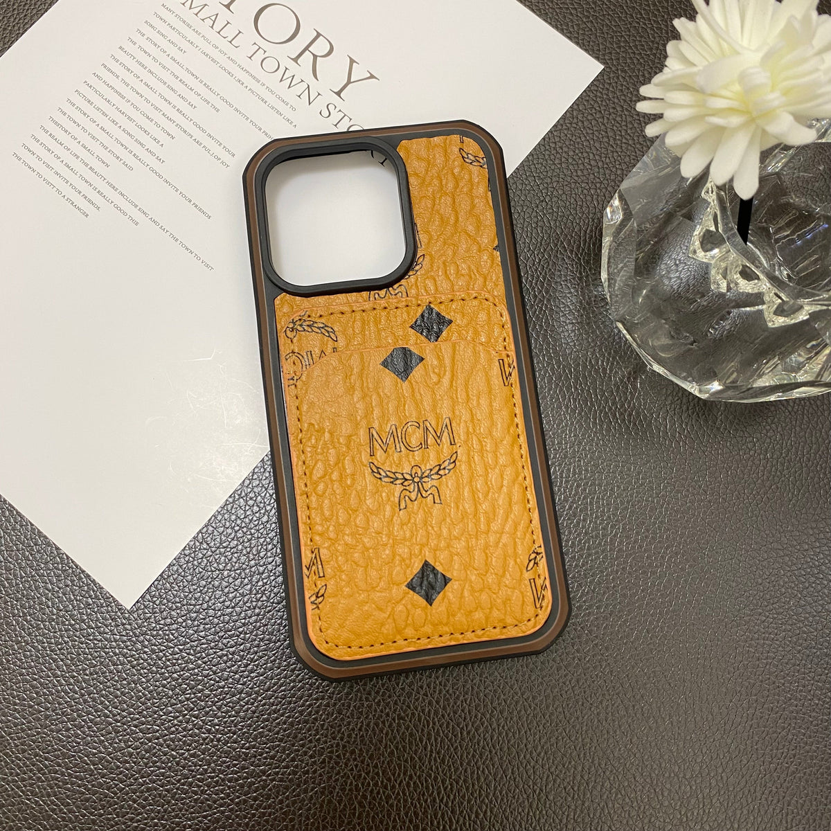 MCM iPhone Case With Card Holder  Yellow