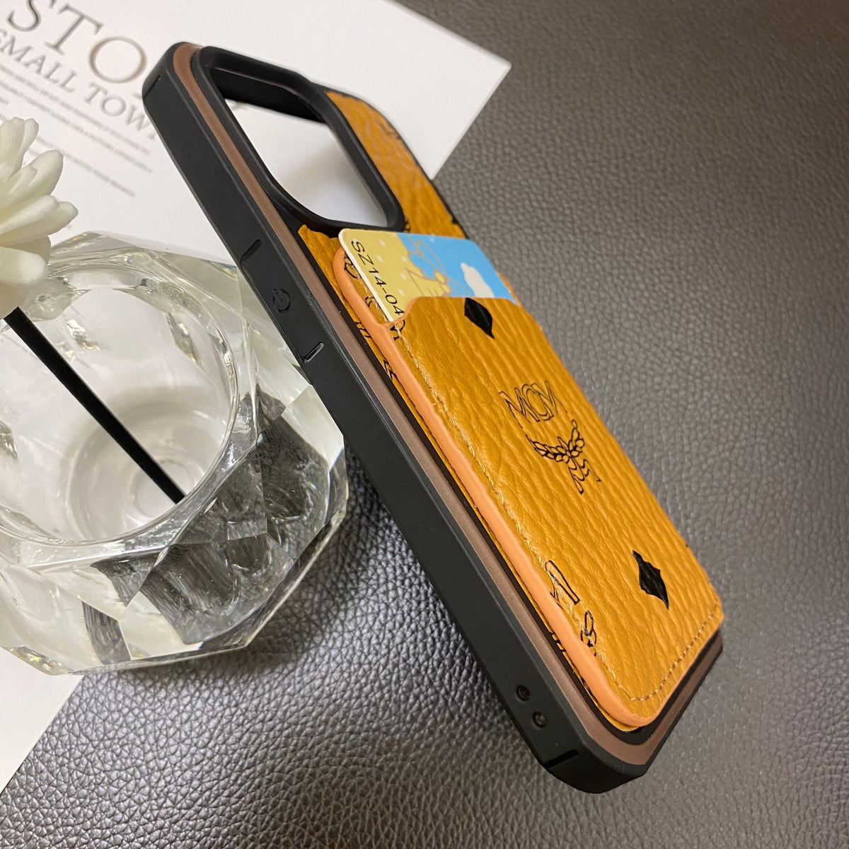 MCM iPhone Case With Card Holder  Yellow
