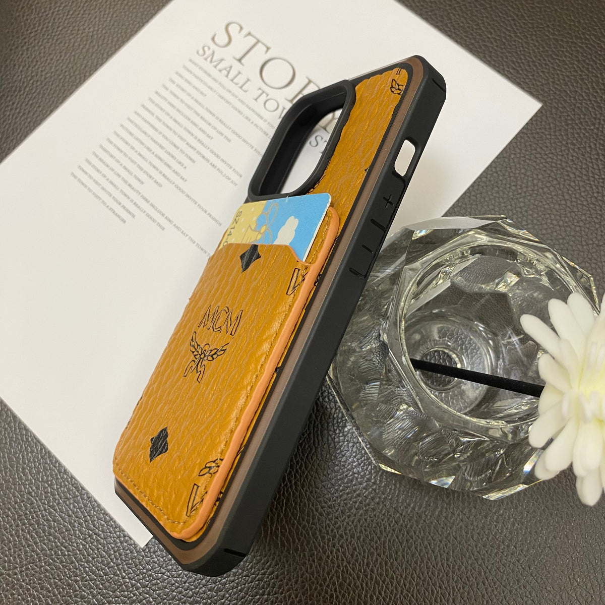 MCM iPhone Case With Card Holder  Yellow