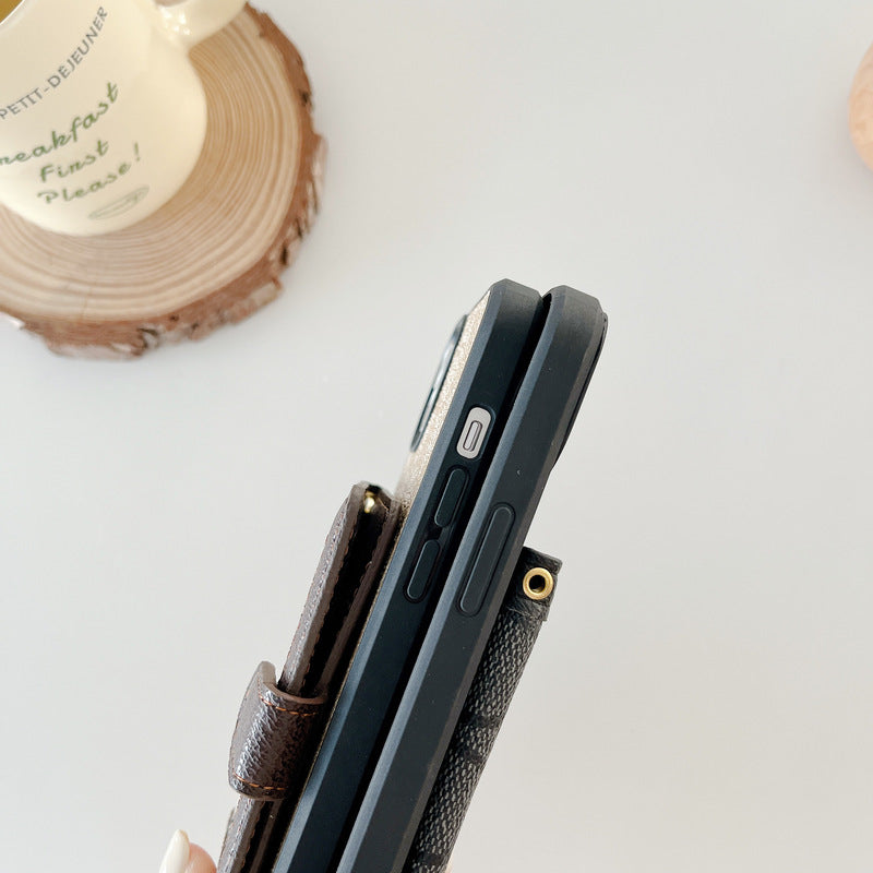Custodia classica per iPhone con portafoglio e tracolla, bianca - XK240402
