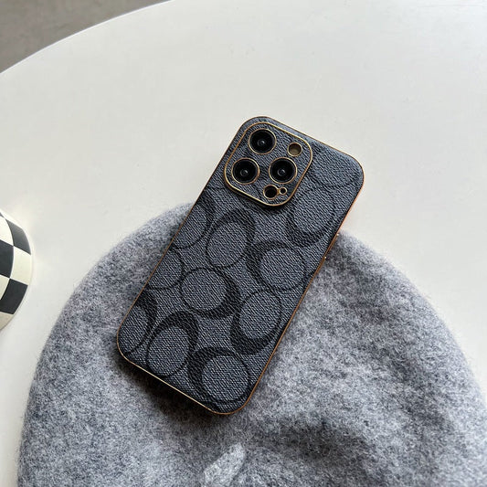 Klassisches iPhone-Case Leder Schwarz (C)