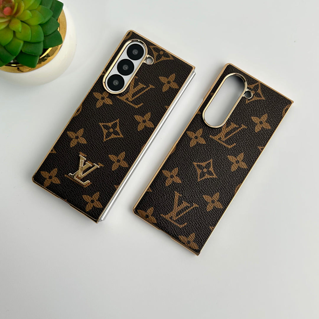 Samsung Galaxy Z Fold 6 Luxus vergoldete Lederhülle