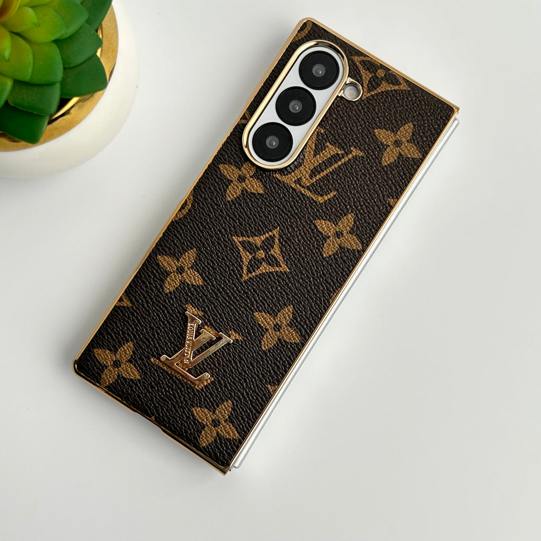 Samsung Galaxy Z Fold 6 Luxus vergoldete Lederhülle