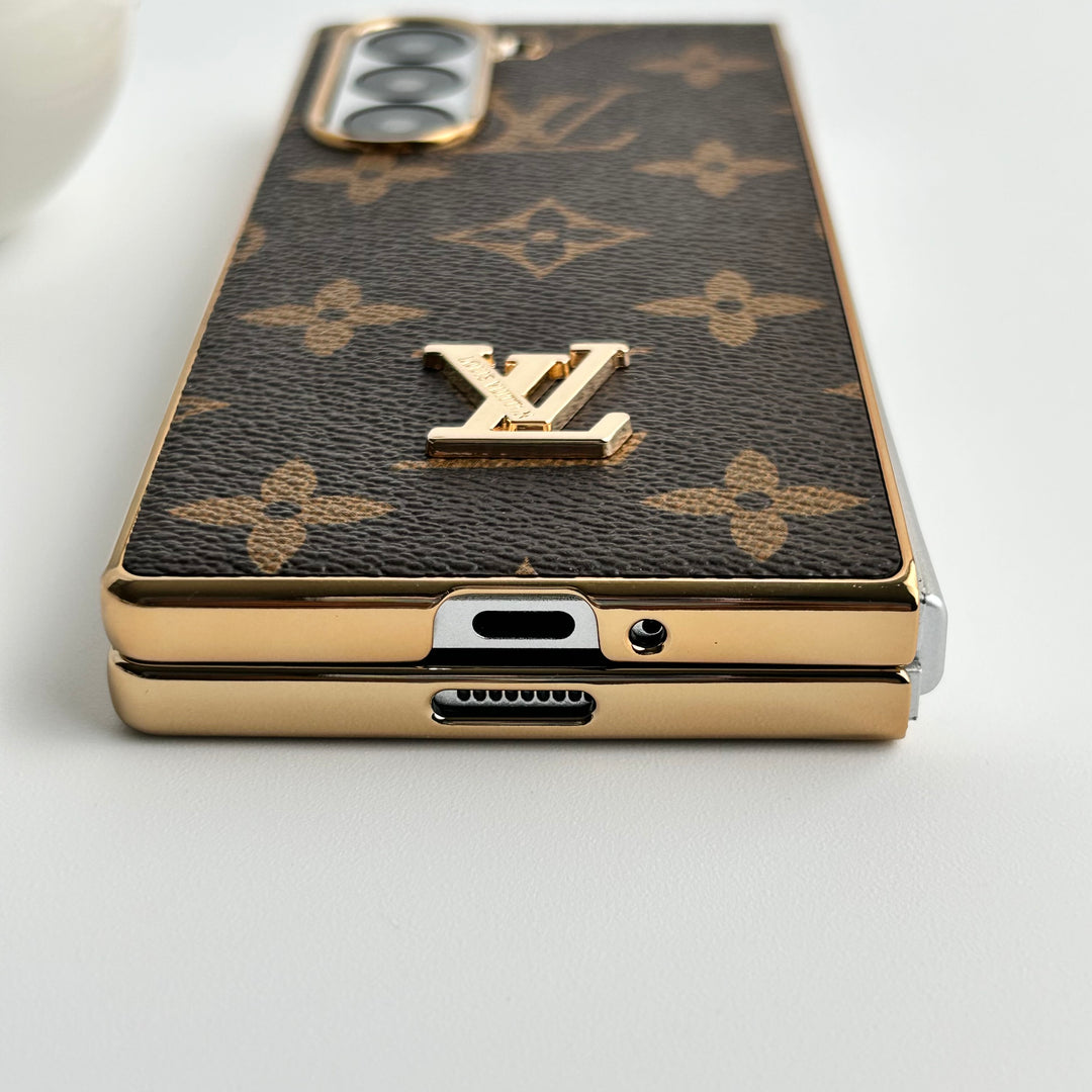 Samsung Galaxy Z Fold 6 Luxus vergoldete Lederhülle