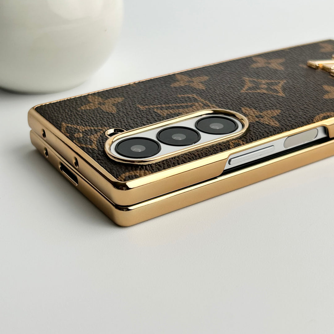 Samsung Galaxy Z Fold 6 Luxus vergoldete Lederhülle