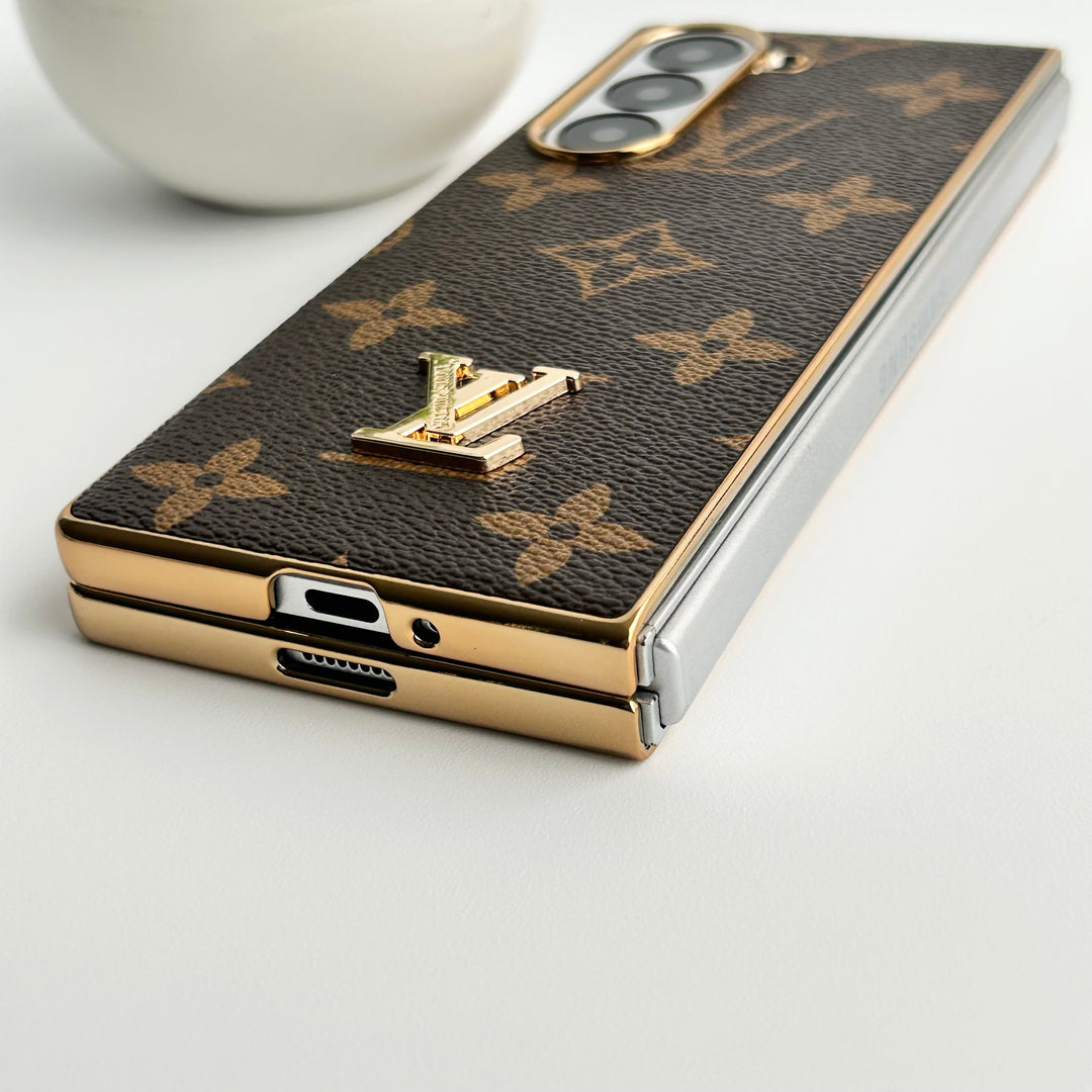 Samsung Galaxy Z Fold 6 Luxus vergoldete Lederhülle