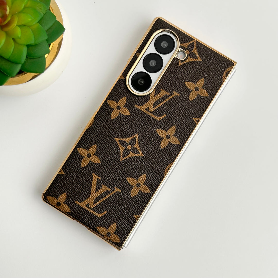 Samsung Galaxy Z Fold 6 Luxus vergoldete Lederhülle