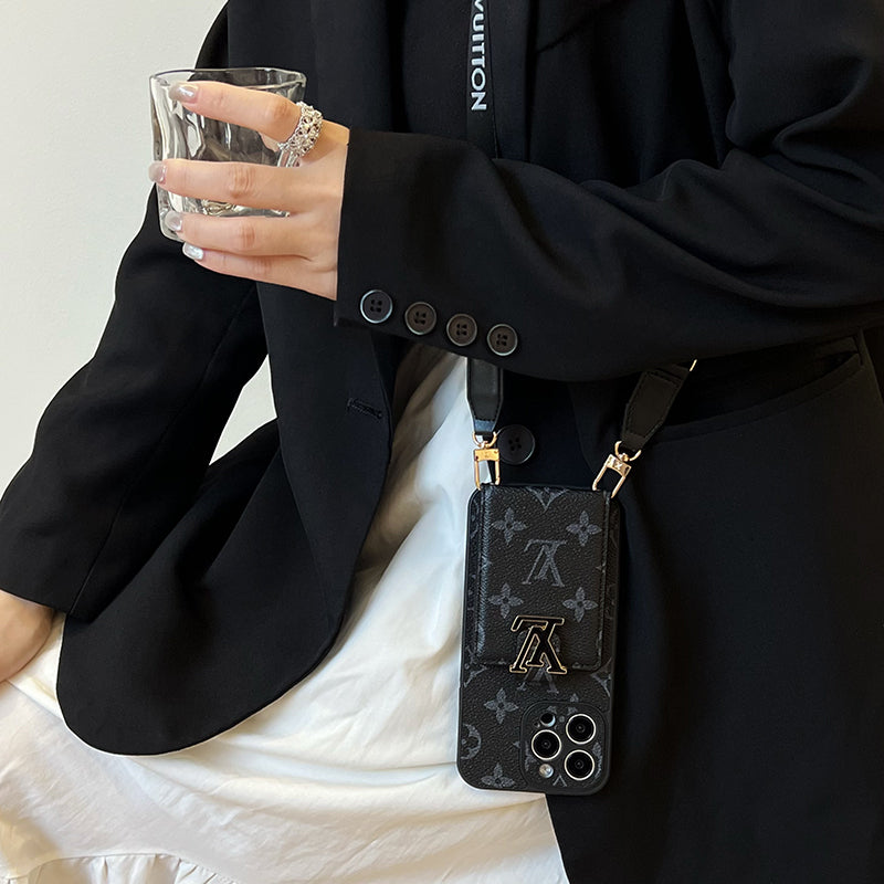 Luxuriöse Kartenetui-Kette Schwarze iPhone Hülle